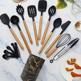 Set plastičnog kuhinjskog pribora s mramornim izgledom – 12-dijelni komplet